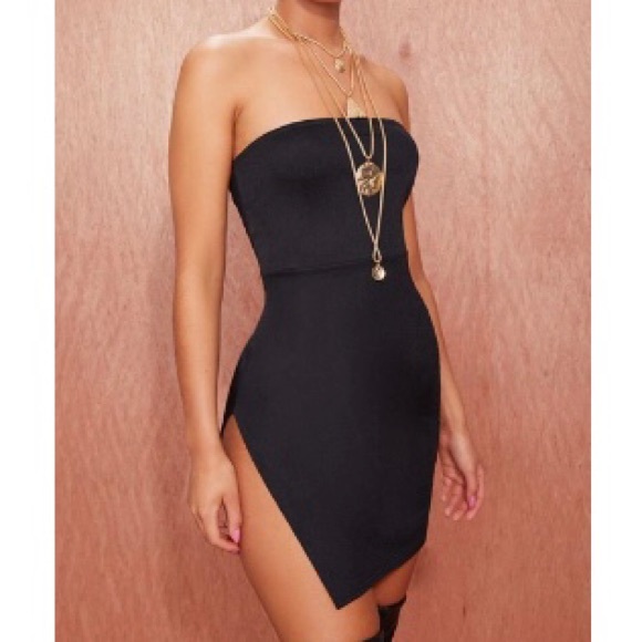 pretty little thing black bandeau dress